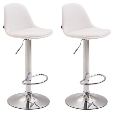 Set 2 Sgabelli Kiel in similpelle bianco,cromo
