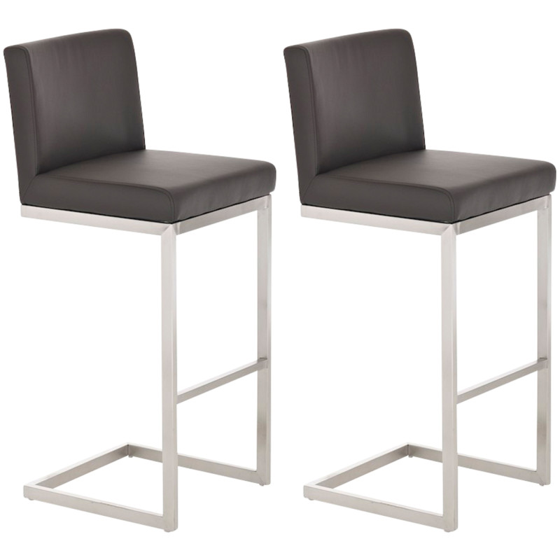 Lot de 2 tabourets de bar Paros en cuir artificiel brun