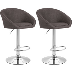 Set 2x Sgabelli Lounge Miami V2 in Tessuto cromo,grigio scuro