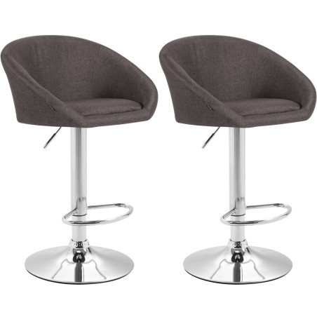 Set 2x Sgabelli Lounge Miami V2 in Tessuto cromo,grigio scuro