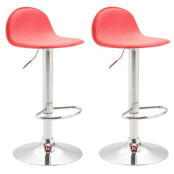 Set 2 Sgabelli Alti Lana in Similpelle rosso,cromo