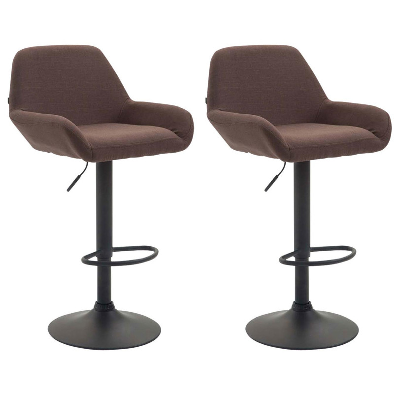 Lot de 2 tabourets de bar Braga, tissu, noir brun