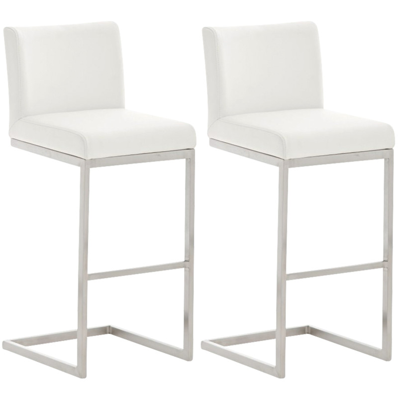 Lot de 2 tabourets de bar Paros en cuir artificiel blanc