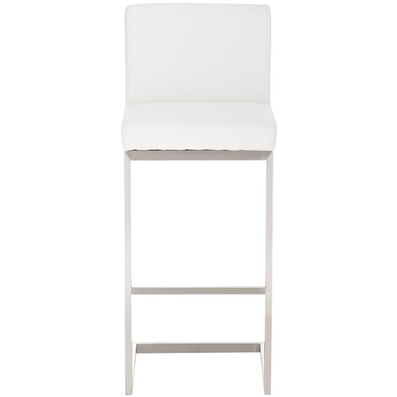 Lot de 2 tabourets de bar Paros en cuir artificiel blanc