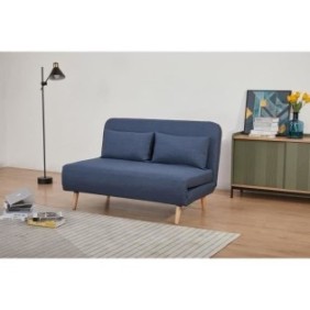 Banquette BZ 2 places - Style scandinave bleu foncé - L 130 x P 90 x 81 cm - DEPLO