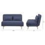 Banquette BZ 2 places - Style scandinave bleu foncé - L 130 x P 90 x 81 cm - DEPLO