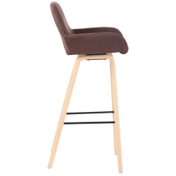 Tabouret de bar Newnan, 4 pieds, structure en chêne naturel brun