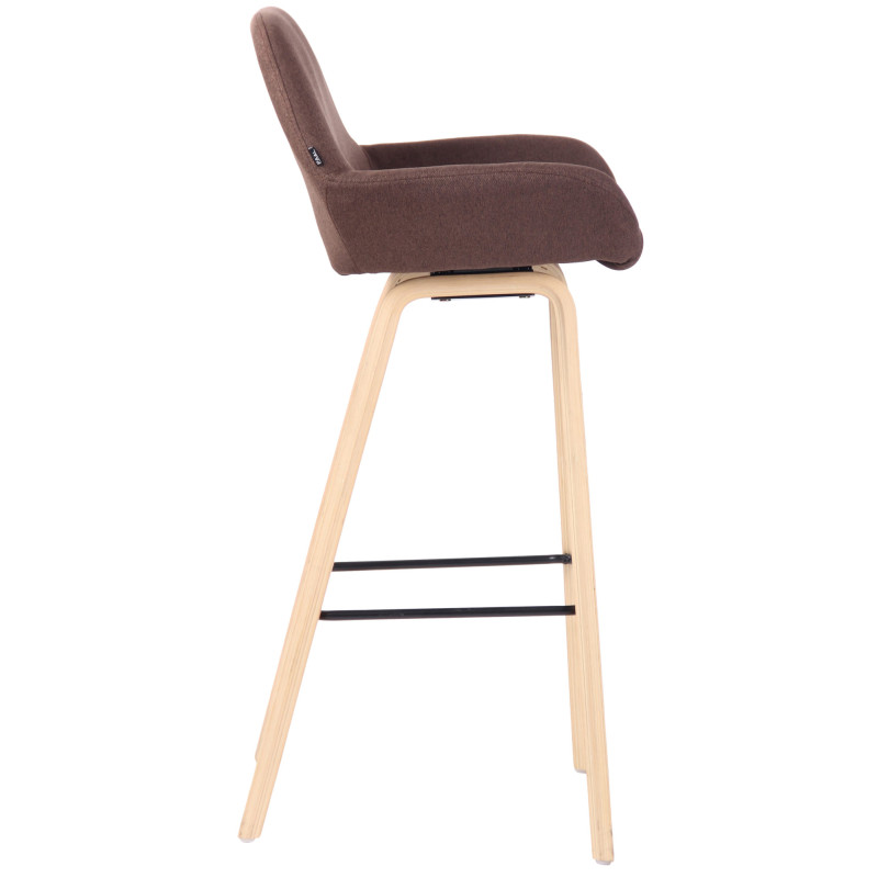 Tabouret de bar Newnan, 4 pieds, structure en chêne naturel brun