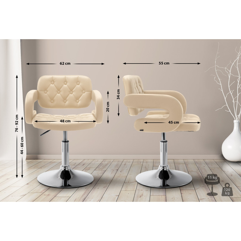 Fauteuil Lounge Dublin en cuir artificiel crème