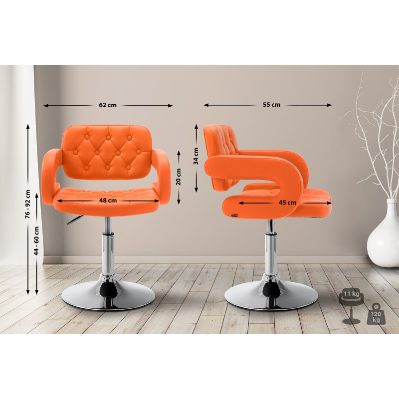 Fauteuil Lounge Dublin en cuir artificiel orange