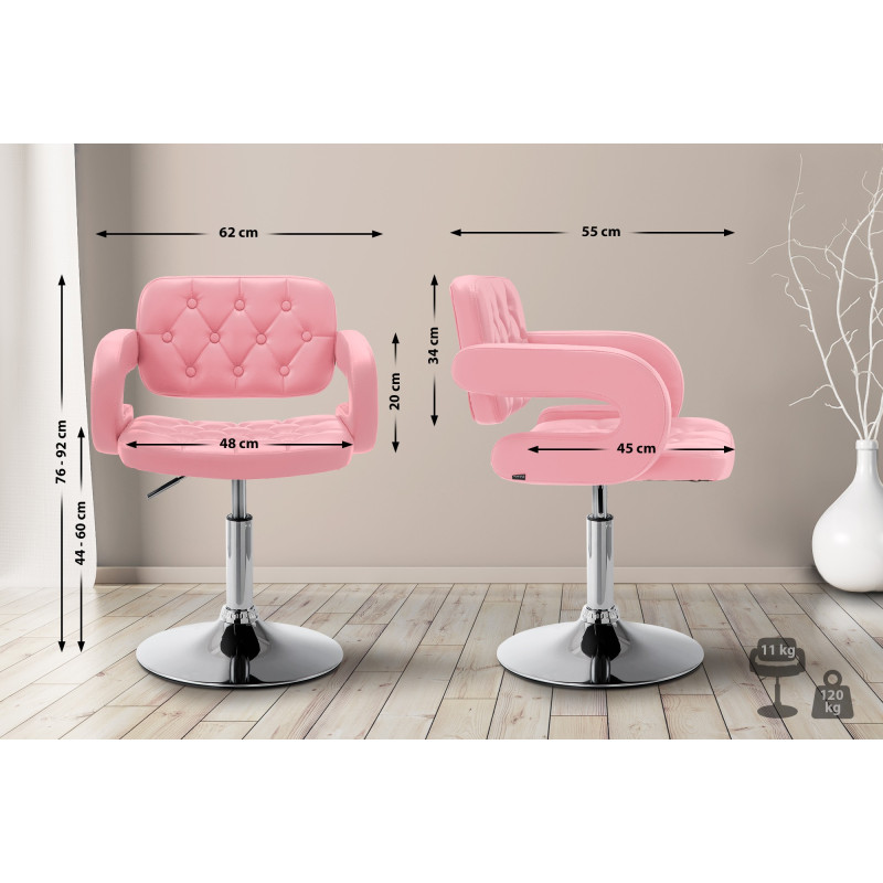 Fauteuil Lounge Dublin en cuir artificiel rose