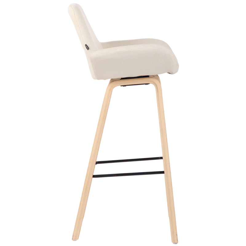 Tabouret de bar Newnan, 4 pieds, structure en chêne naturel crème