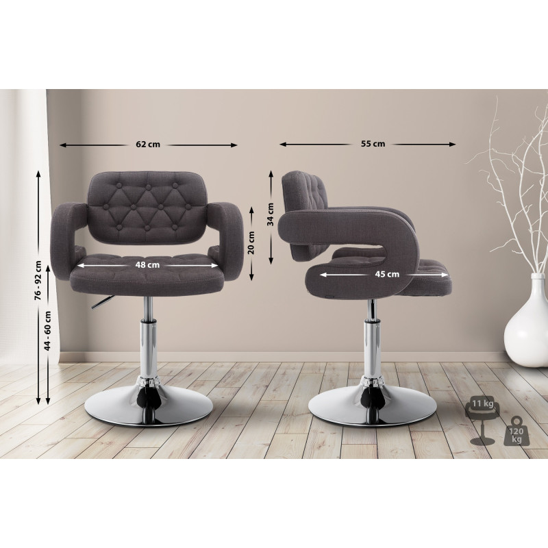 Fauteuil Lounge en tissu Dublin gris foncé