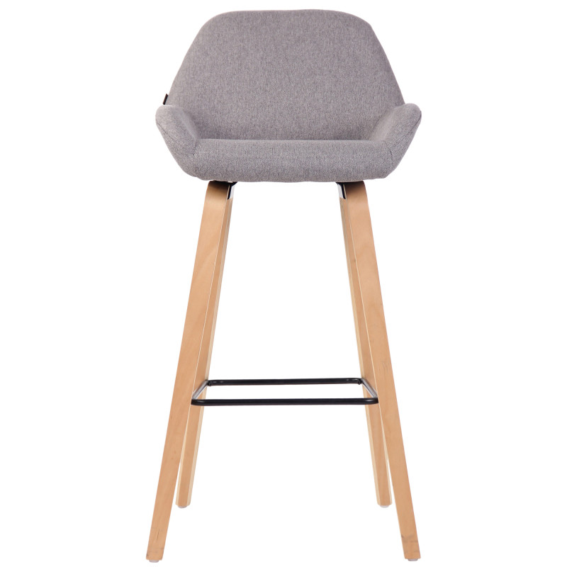 Tabouret de bar Newnan, 4 pieds, structure en chêne naturel gris