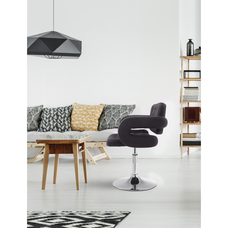 Fauteuil Lounge en tissu Dublin noir