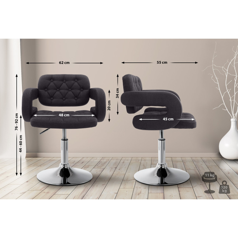 Fauteuil Lounge en tissu Dublin noir