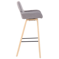 Tabouret de bar Newnan, 4 pieds, structure en chêne naturel gris