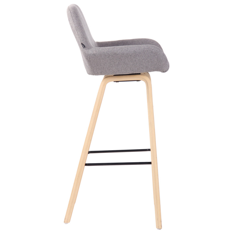 Tabouret de bar Newnan, 4 pieds, structure en chêne naturel gris