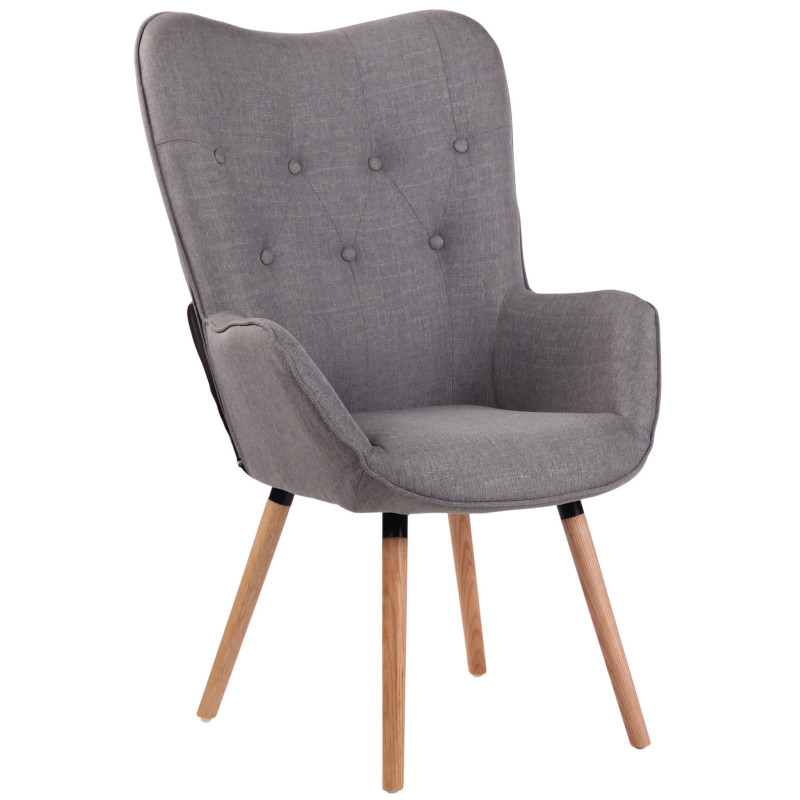 Fauteuil Lounge Ashford en tissu naturel gris