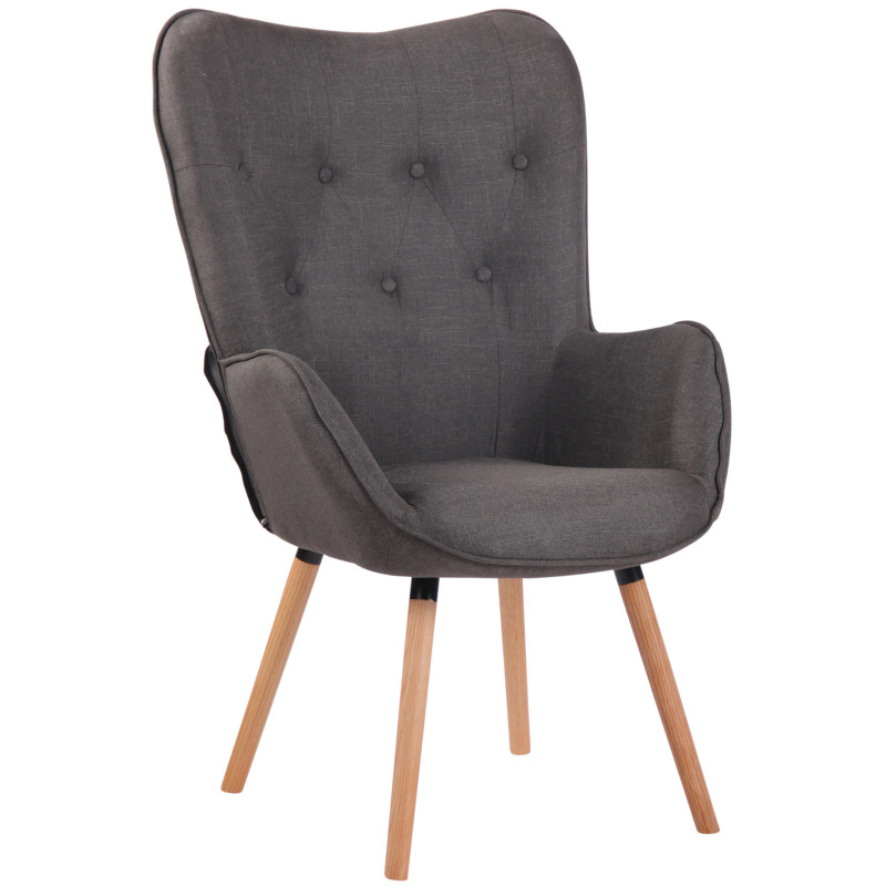 Fauteuil Lounge Ashford en tissu naturel gris foncé