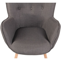 Fauteuil Lounge Ashford en tissu naturel gris foncé