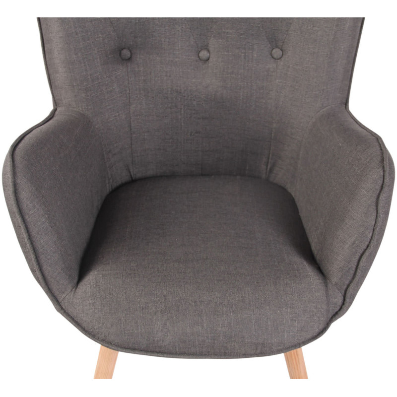 Fauteuil Lounge Ashford en tissu naturel gris foncé