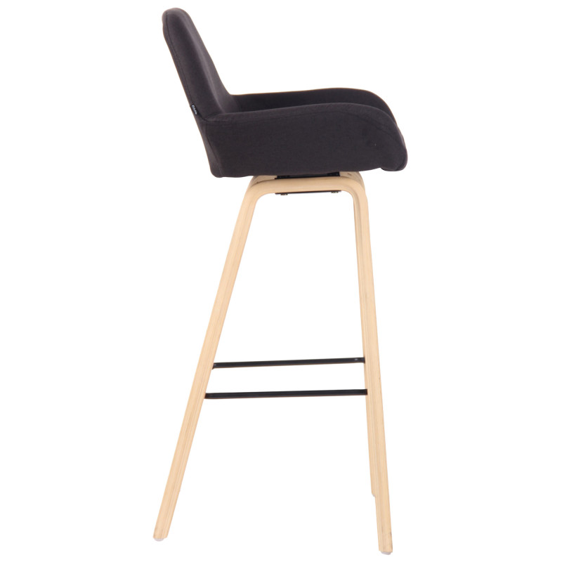 Tabouret de bar Newnan, 4 pieds, structure en chêne naturel noir
