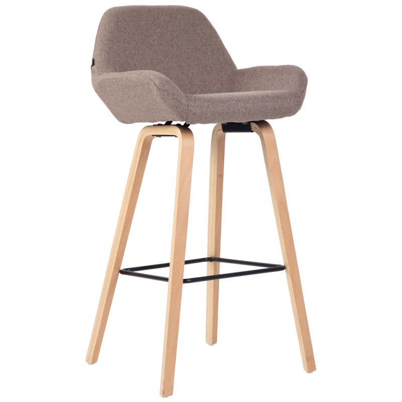 Tabouret de bar Newnan, 4 pieds, structure en chêne naturel taupe