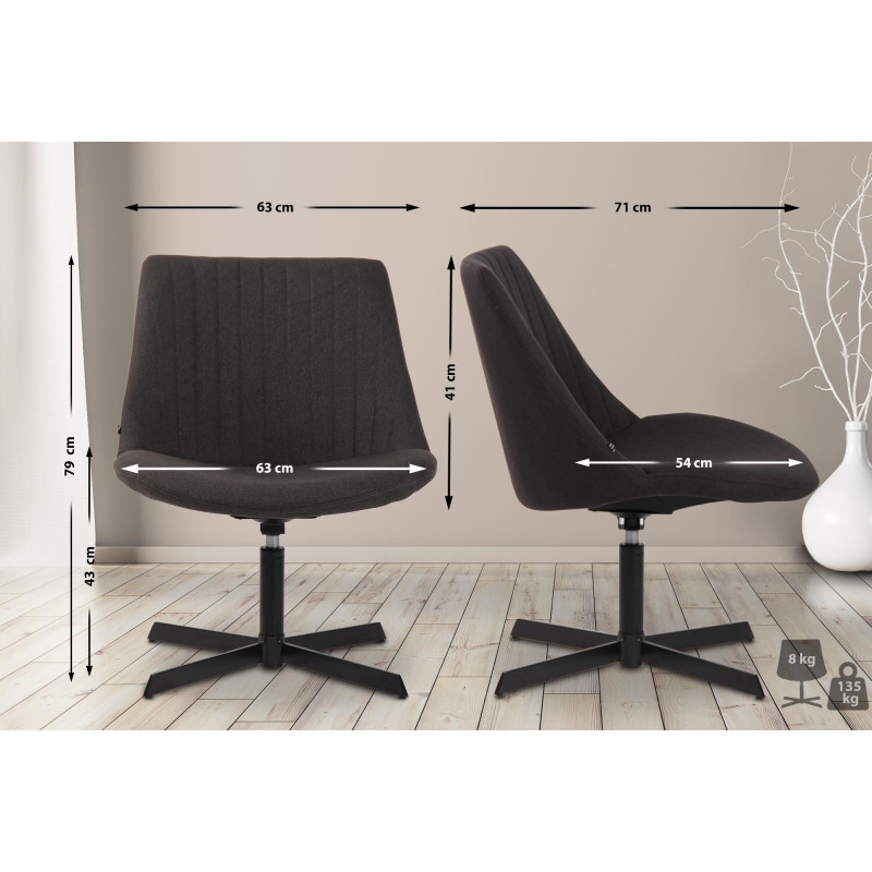 Fauteuil Lounge Granby gris foncé