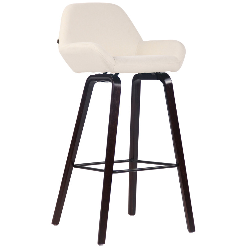 Tabouret de bar Newnan, 4 pieds en tissu, structure en noyer (chêne) crème