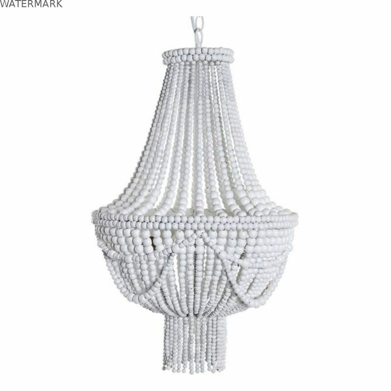 Suspension DKD Home Decor Blanc Métal Bois MDF 40 W 220 V 50 x 50 x 128 cm