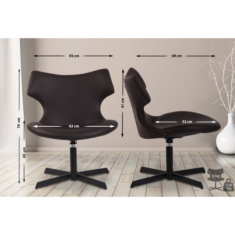 Fauteuil Lounge Welland en cuir artificiel brun