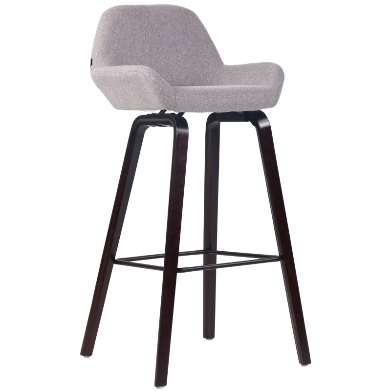 Tabouret de bar Newnan, 4 pieds en tissu, structure en noyer (chêne) gris