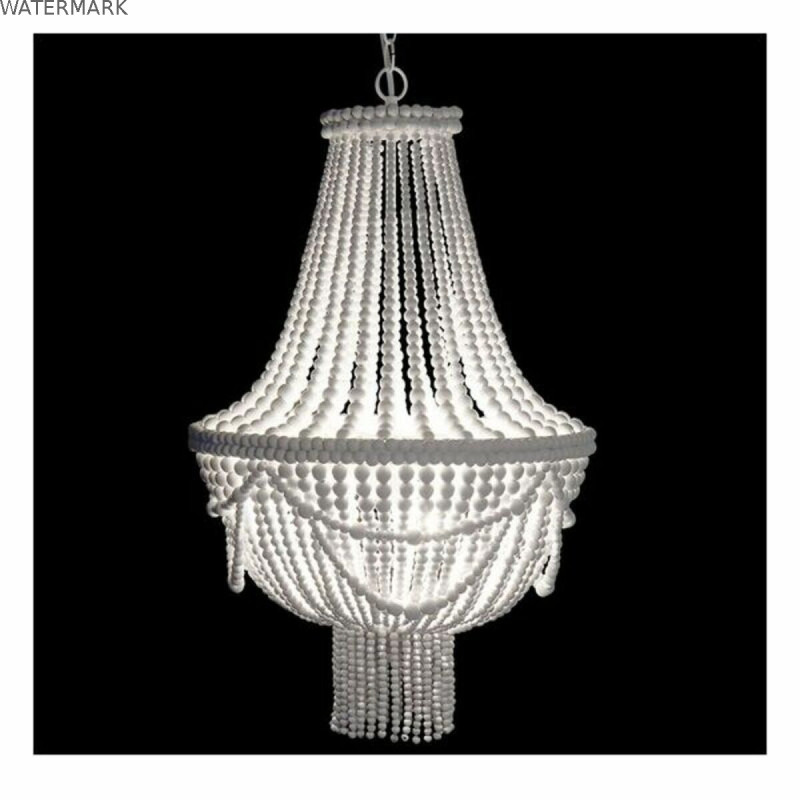 Suspension DKD Home Decor Blanc Métal Bois MDF 40 W 220 V 50 x 50 x 128 cm