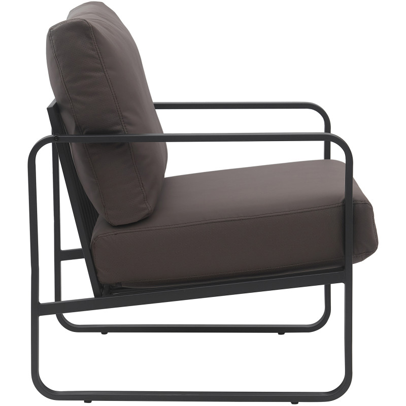 Fauteuil Lounge Manea en cuir artificiel brun