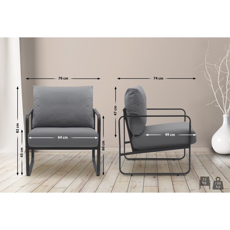 Fauteuil Lounge Manea en cuir artificiel gris