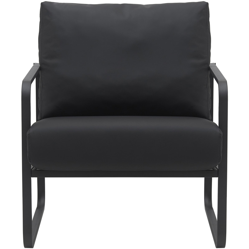 Fauteuil Lounge Manea en cuir artificiel noir