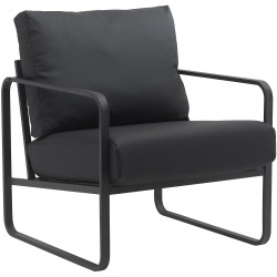 Fauteuil Lounge Manea en cuir artificiel noir