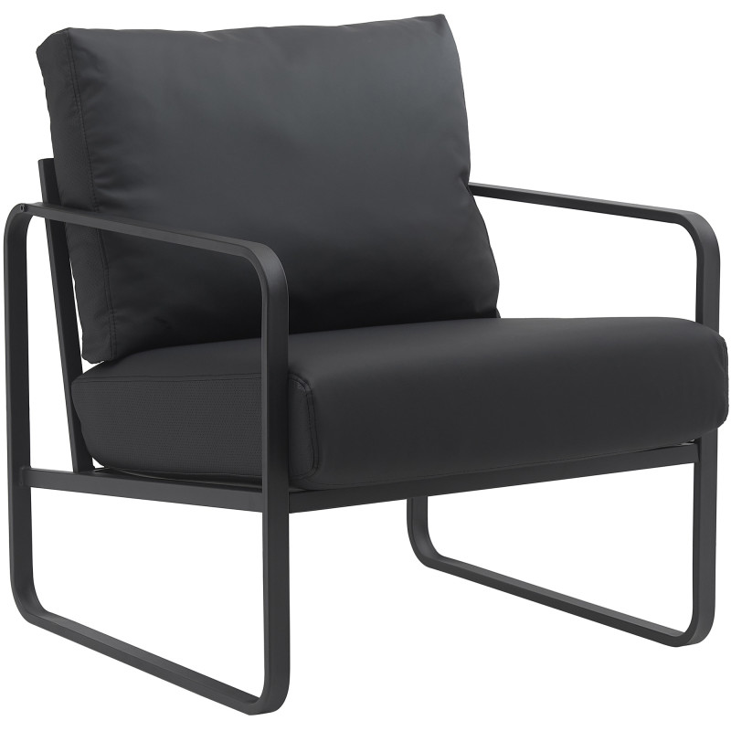 Fauteuil Lounge Manea en cuir artificiel noir