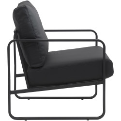 Fauteuil Lounge Manea en cuir artificiel noir