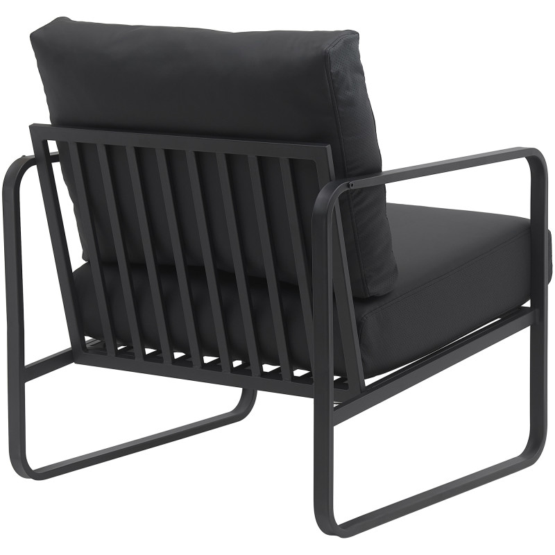 Fauteuil Lounge Manea en cuir artificiel noir