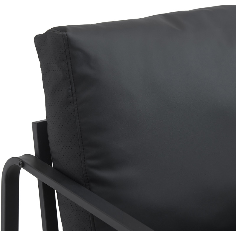 Fauteuil Lounge Manea en cuir artificiel noir