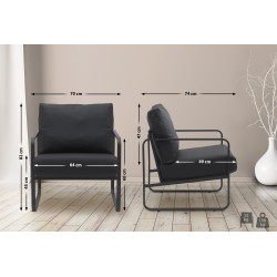 Fauteuil Lounge Manea en cuir artificiel noir
