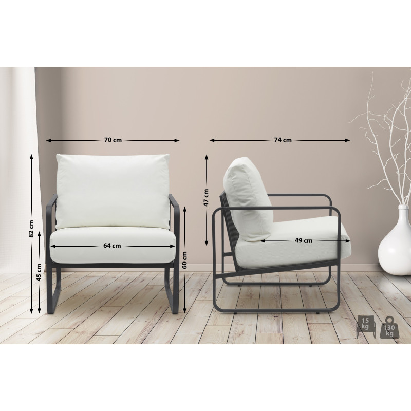 Fauteuil Lounge Manea en cuir artificiel blanc