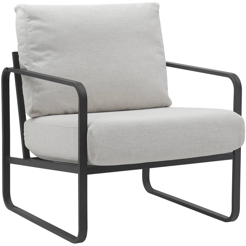 Fauteuil Lounge Manea en tissu crème
