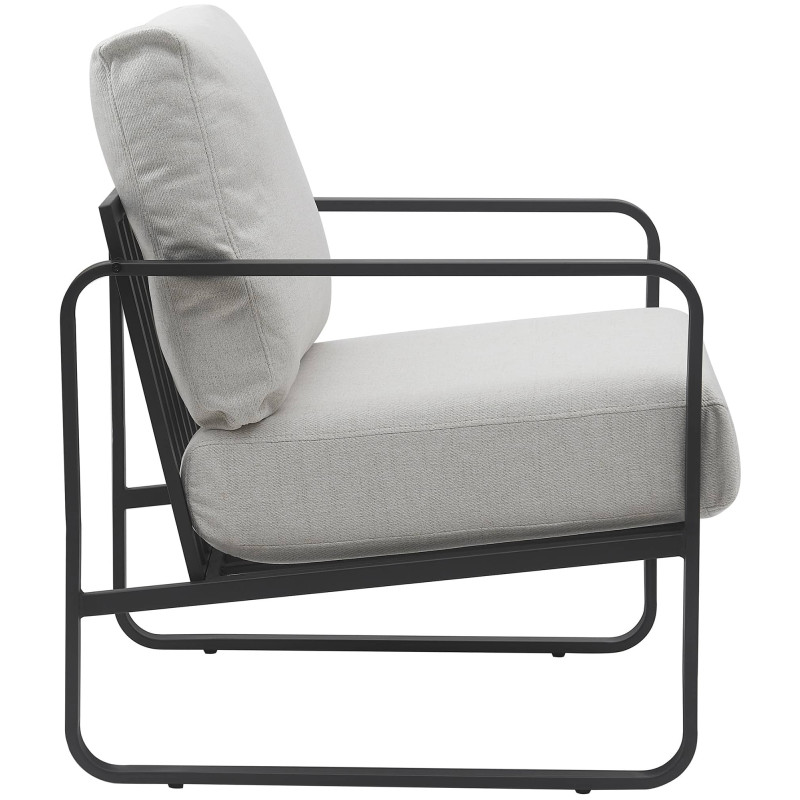Fauteuil Lounge Manea en tissu crème