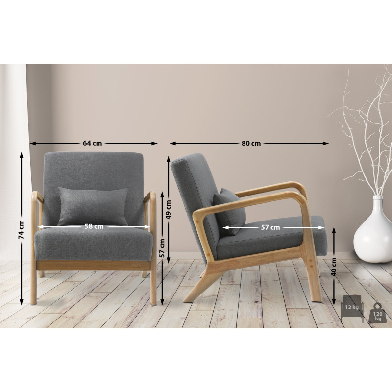 Fauteuil en tissu Hibbing gris clair