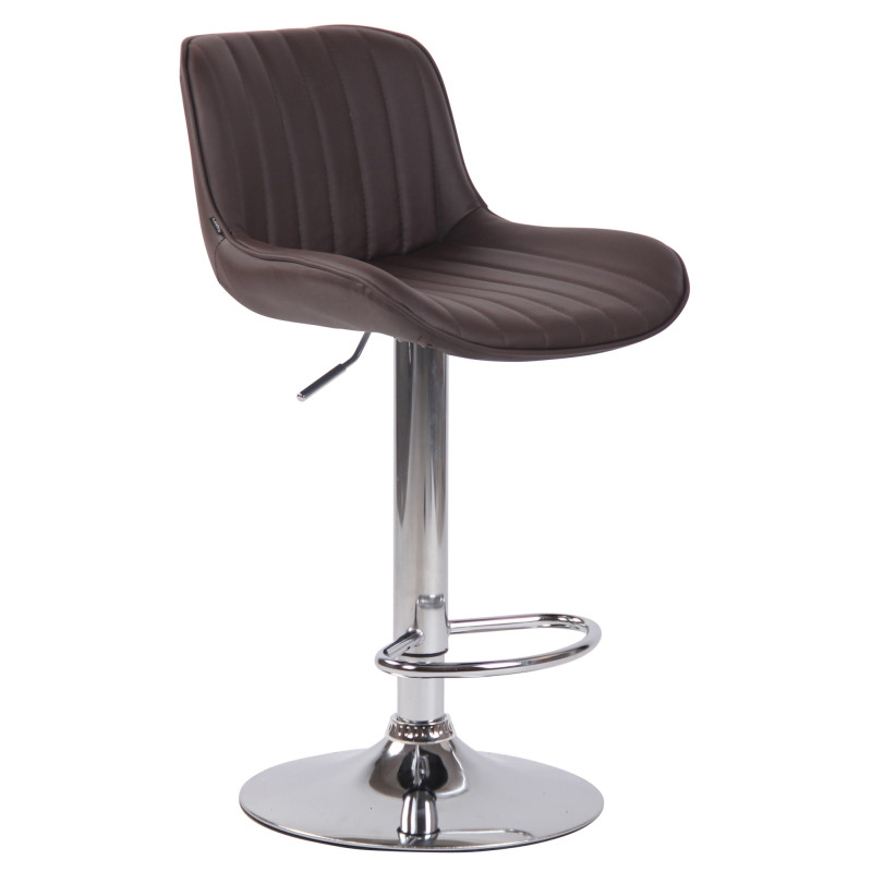 Tabouret de bar Lentini, similicuir, chrome brun