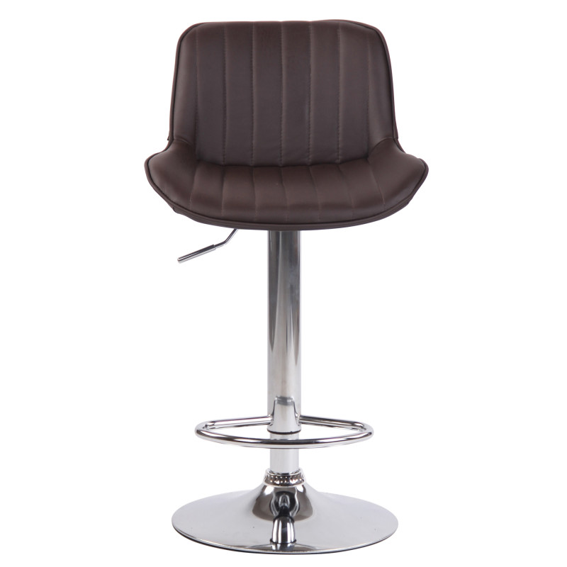 Tabouret de bar Lentini, similicuir, chrome brun