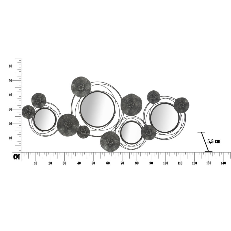 PANNEAU/MIROIR ROND FONCÉ CM 117X5,5X49